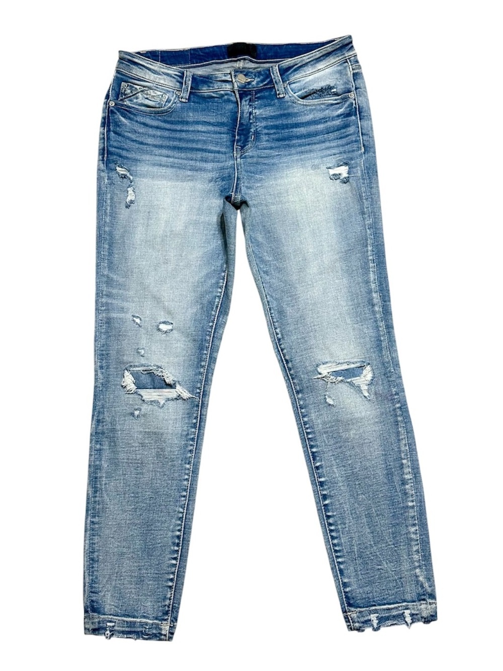 Women's Distressed Skinny Jeans - Light Blue
